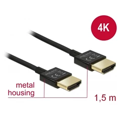 Delock 84772 Nagysebességű Ethernettel - HDMI-A > HDMI-A 3D 4K 1,5m vékony prémium kábel