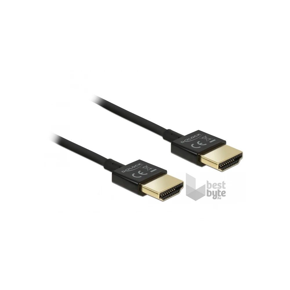 Delock 84772 Nagysebességű Ethernettel - HDMI-A > HDMI-A 3D 4K 1,5m vékony prémium kábel