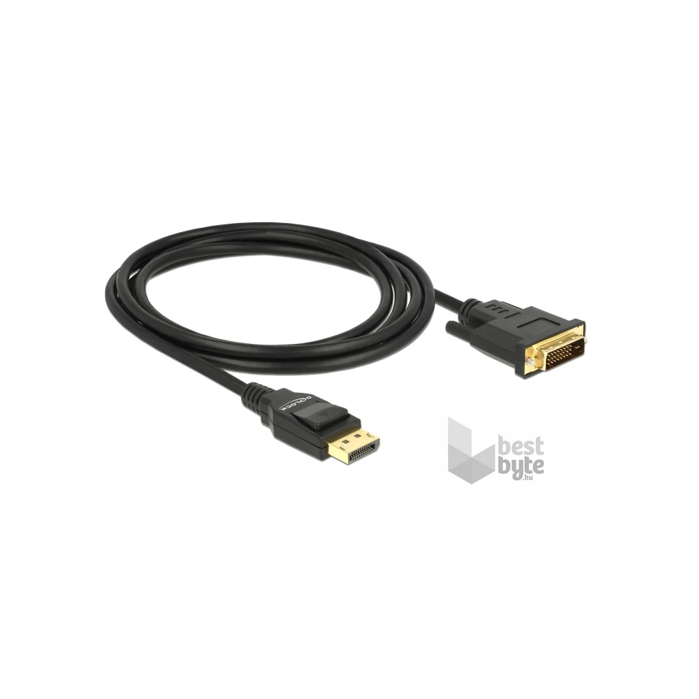 Delock 85313 Displayport 1.2 apa > DVI 24+1 apa passzív 2m fekete kábel