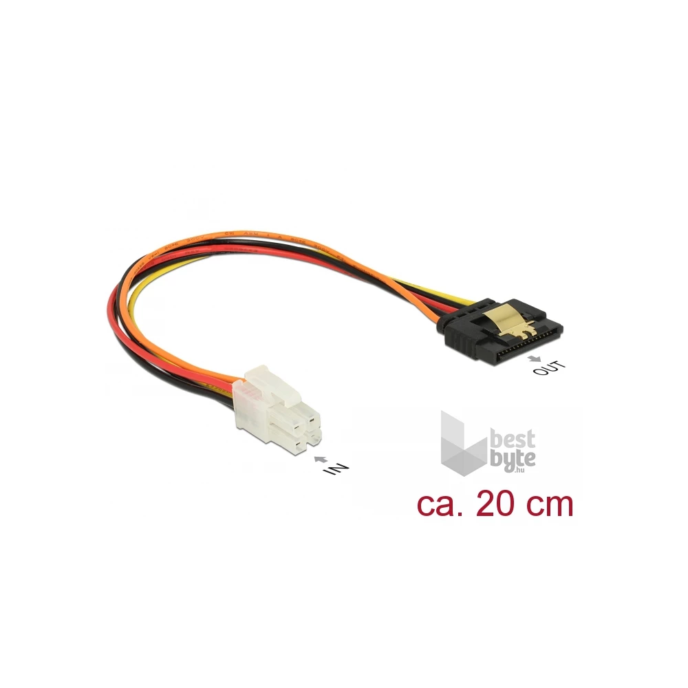 Delock 85519 20cm P4 apa/SATA 15-tűs anya 20 cm kábel