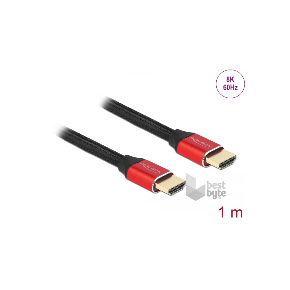 Delock 85773 1m Ultra nagy sebességű HDMI 48Gbps 8K 60Hz piros kábel