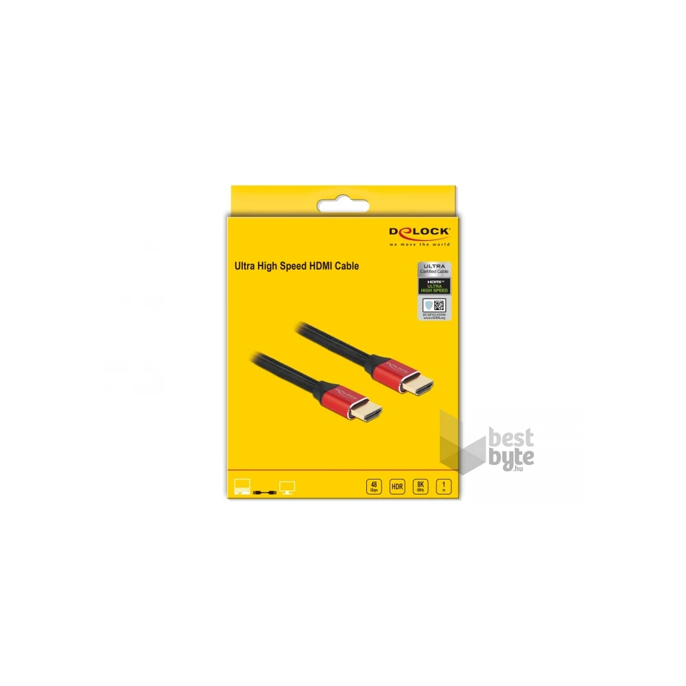 Delock 85773 1m Ultra nagy sebességű HDMI 48Gbps 8K 60Hz piros kábel