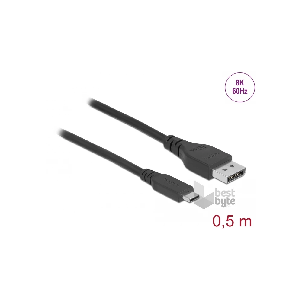 Delock 86037 50cm USB-C - DisplayPort 8K 60Hz kétirányú kábel