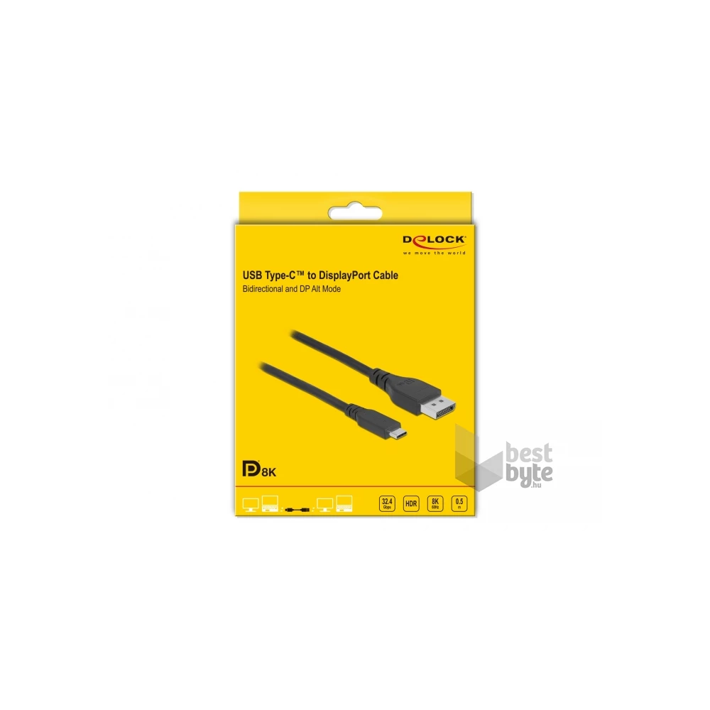 Delock 86037 50cm USB-C - DisplayPort 8K 60Hz kétirányú kábel