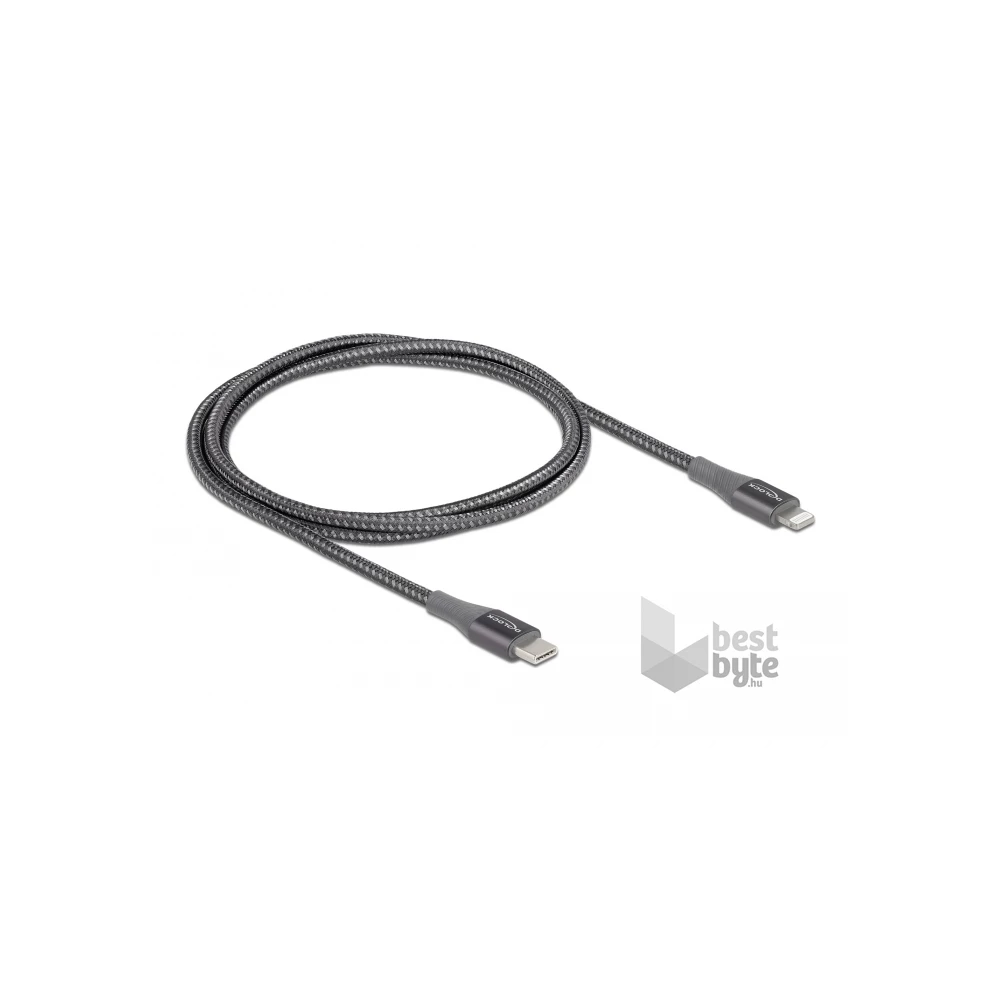 Delock 86631 1m USB-C - Lightning iPhone/iPad/iPod kompatibilis szürke MFi adat- és töltőkábel