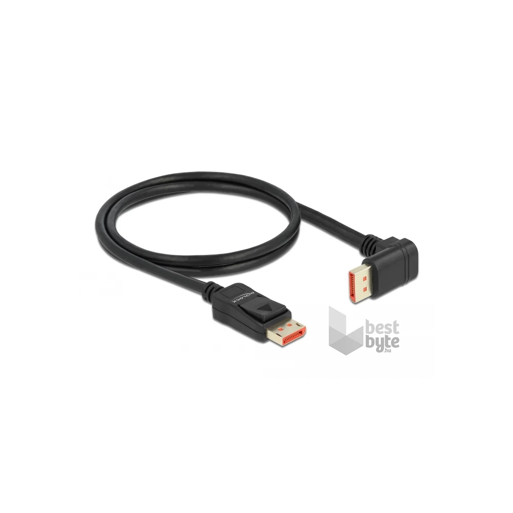 Delock 87050 1m DisplayPort 8K 60Hz apa egyenes - apa 90°-ban lefelé hajlított kábel