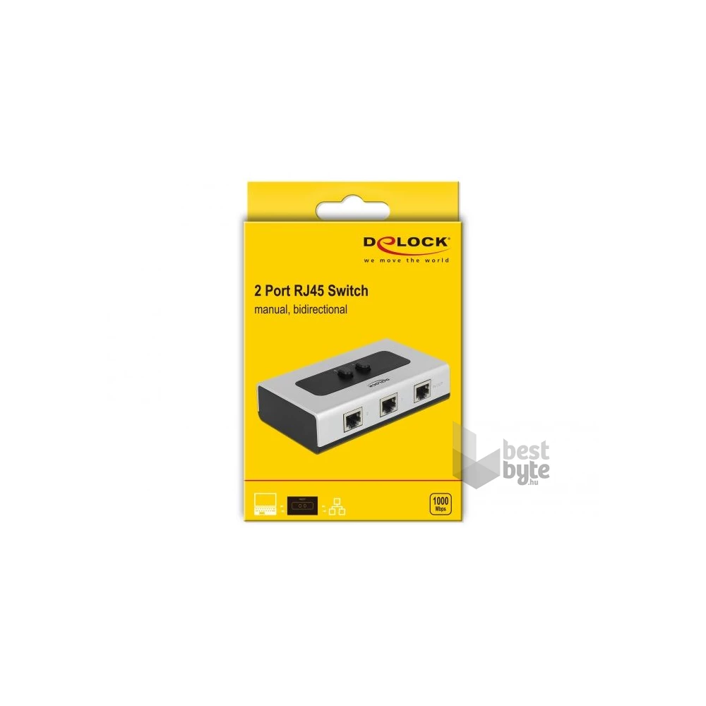 Delock 87673 Manuális, kétirányú RJ45-kapcsoló 10 Gbps 2 porttal