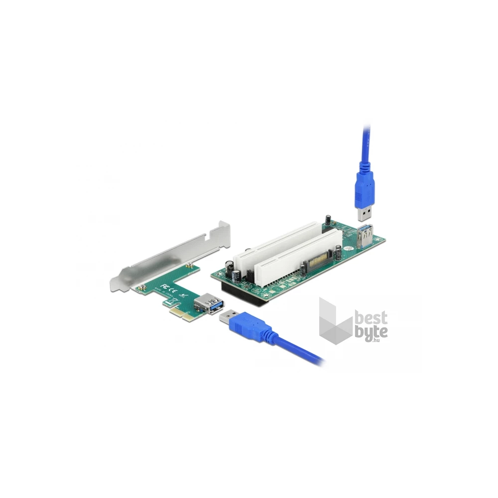 Delock 90066 2xPCI 32 Bit 60cm-es USB kábel csatlakozású PCI Express x1 Riser kártya