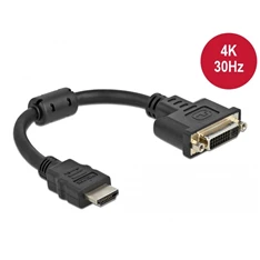 Delock 65206 Adapter HDMI csatlakozó - DVI 24+5 aljzat 4K 30 Hz, 20 cm