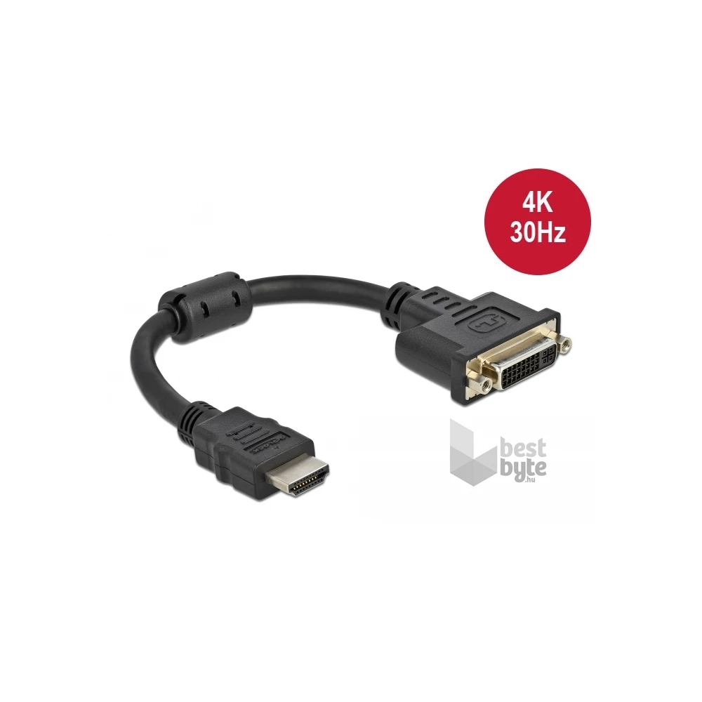 Delock 65206 Adapter HDMI csatlakozó - DVI 24+5 aljzat 4K 30 Hz, 20 cm