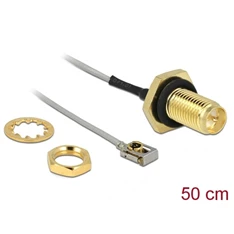 Delock 89927 Antenna kábel RP-SMA anya válaszfali csatlakozóval apa MHF  I LK-dugó 1.13 50 cm menethossz