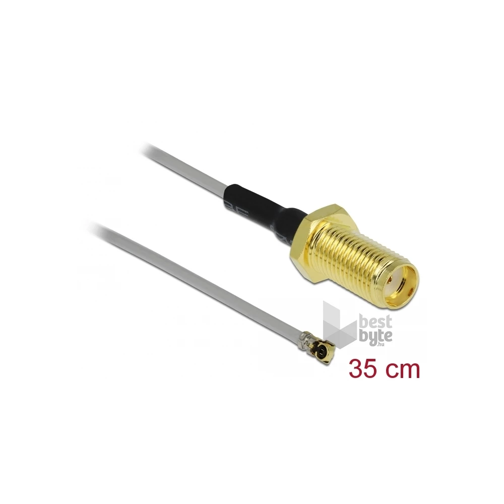 Delock 90398 Antenna kábel SMA anya válaszfali csatlakozóval apa MHF 4 -dugó 0.81 35 cm menethossz 10 mm