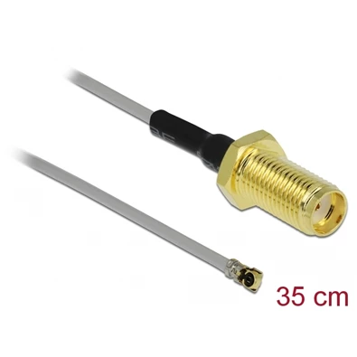 Delock 90398 Antenna kábel SMA anya válaszfali csatlakozóval apa MHF 4 -dugó 0.81 35 cm menethossz 10 mm