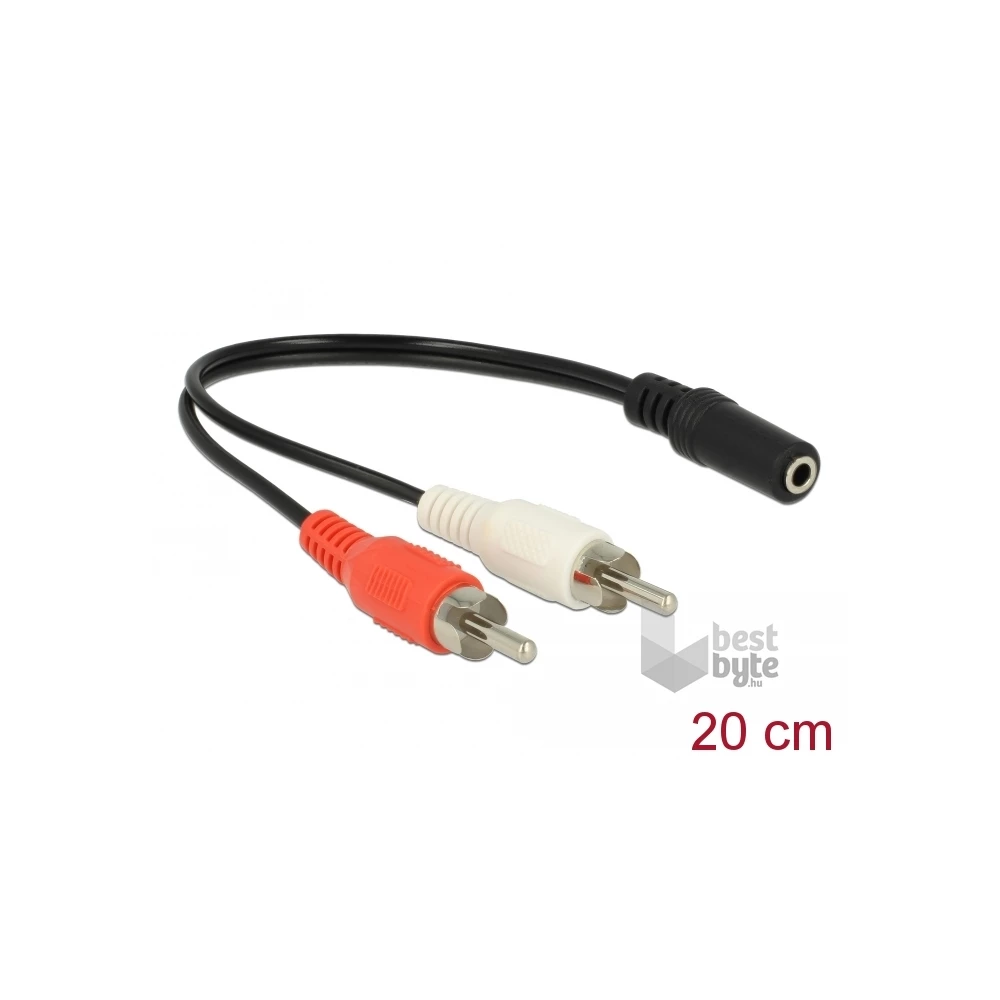 Delock 85806 Audio (Hang)kábel 2 x RCA apa   1 x 3,5 mm 3 tűs Sztereo Jack 20 cm