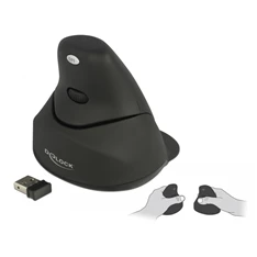Delock 12553 Ergonomikus, függoleges, 4 gombos 2,4 GHz-os,vezetéknélküli, lézer egér - bal és jobb kezesek
