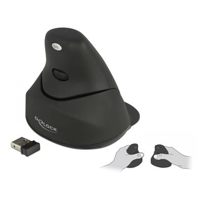 Delock 12553 Ergonomikus, függoleges, 4 gombos 2,4 GHz-os,vezetéknélküli, lézer egér - bal és jobb kezesek