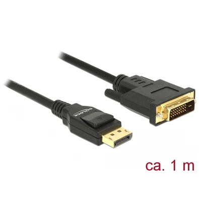 Delock 85312 Kábel Displayport 1.2 dugó > DVI 24+1 dugó passzív 1 m fekete
