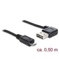 Delock 85163 Kábel, EASY-USB 2.0-s A- típusú csatlakozódugó, ívelt bal / jobb > USB 2.0-s Micro-B-típusú c