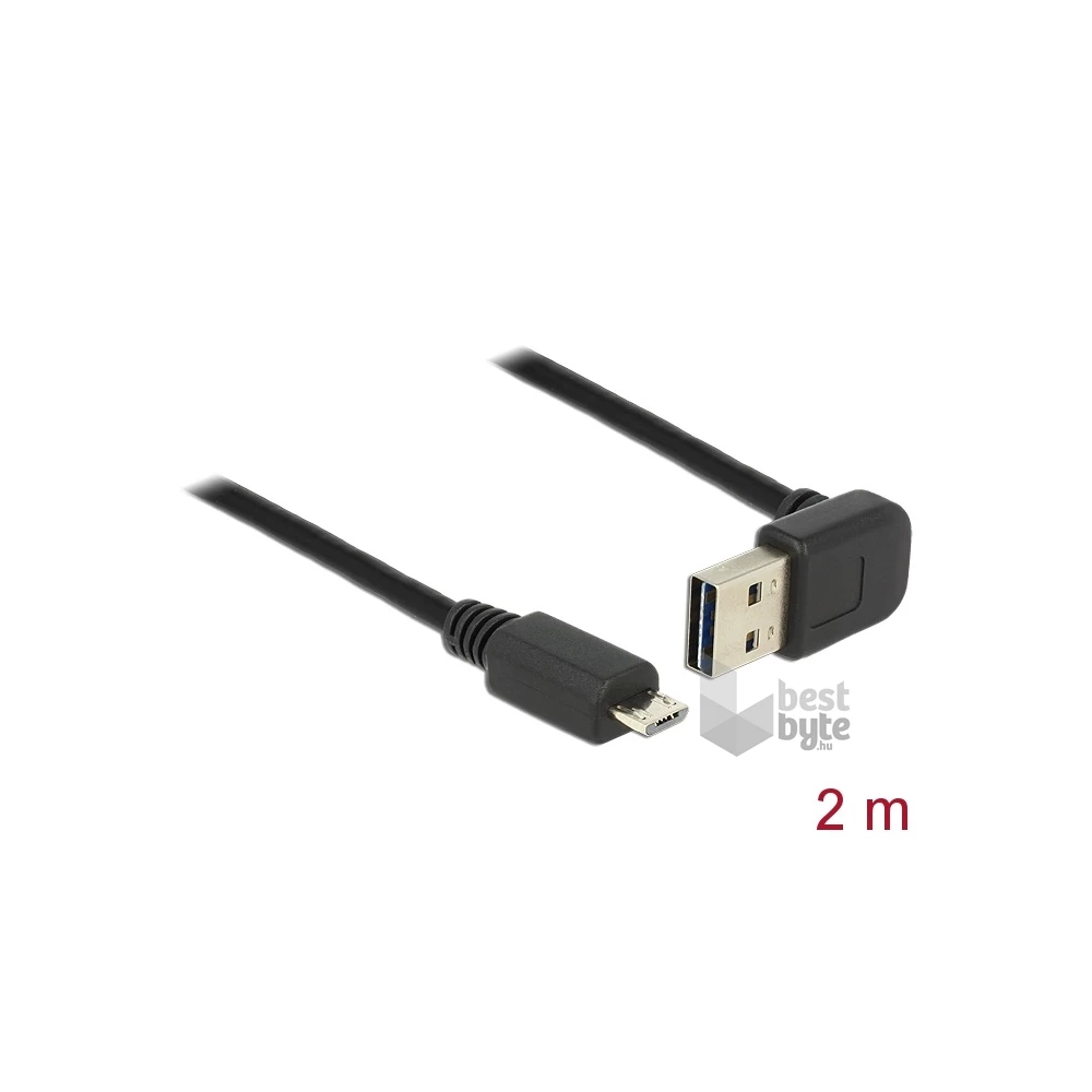 Delock 83536 Kábel EASY-USB 2.0-s A típusú csatlakozódugó, ívelt felfelé / lefelé > USB 2.0-s Micro-B-típu