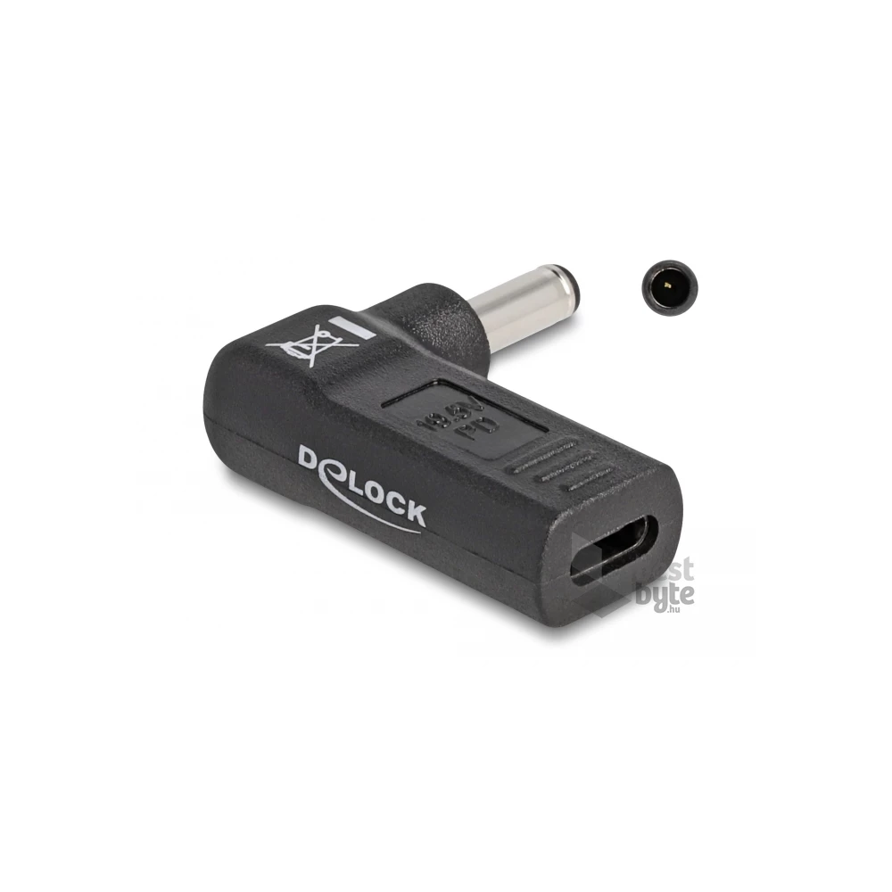 Delock 60007 Laptop töltőkábel adapter USB Type-C  anya - Dell 4,5 x 3,0 mm apa 90  fokban hajlított