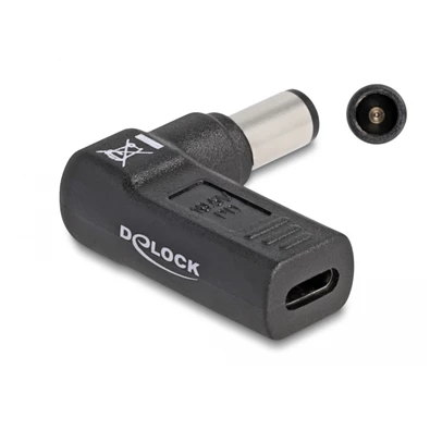 Delock 60008 Laptop töltőkábel adapter USB Type-C  anya - Dell 7,4 x 5,0 mm apa 90  fokban hajlított