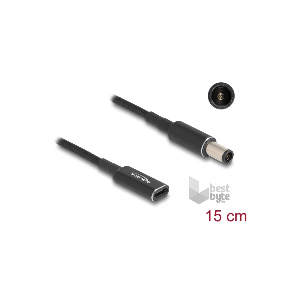 Delock 60032 Laptop töltőkábel adapterkábel USB Type-C anya - HP 7,4 x 5,0 mm apa 15 cm