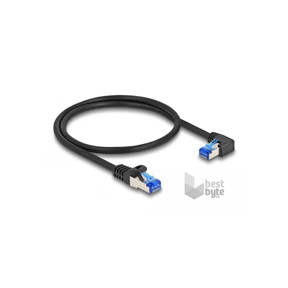 Delock 80221 RJ45 hálózati kábel Cat.6A S/FTP egyenes / jobbra hajló 0,5 m fekete