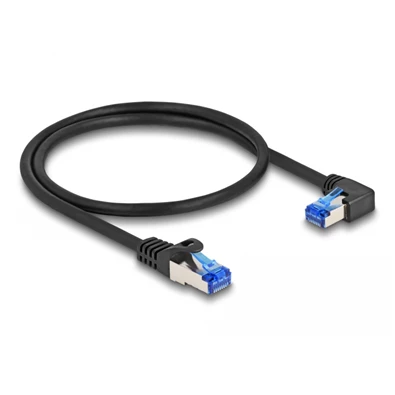 Delock 80221 RJ45 hálózati kábel Cat.6A S/FTP egyenes / jobbra hajló 0,5 m fekete