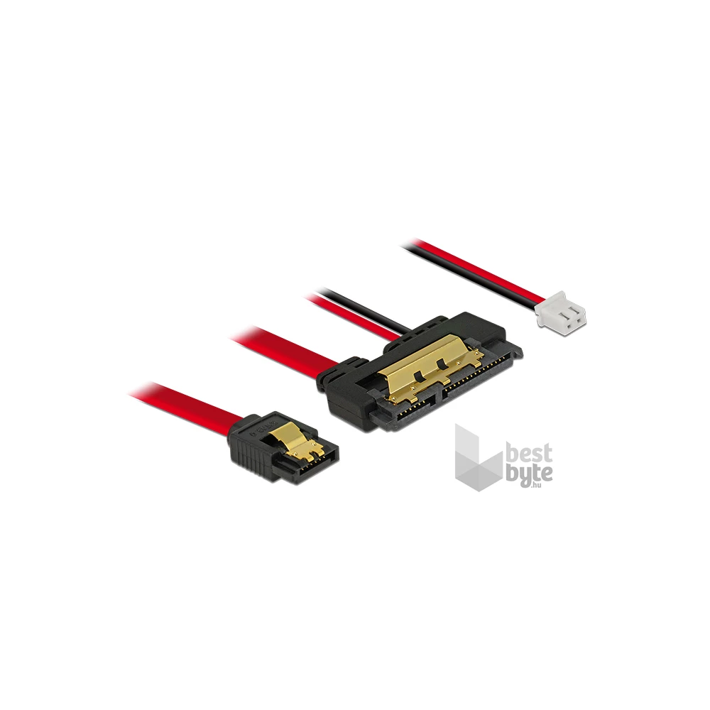 Delock 85242 SATA-kábel, 6 Gb/s, 7 tus csatlakozóhüvely + 2 tus csatlakozóhüvely > 22 tus SATA-csatlakozóh
