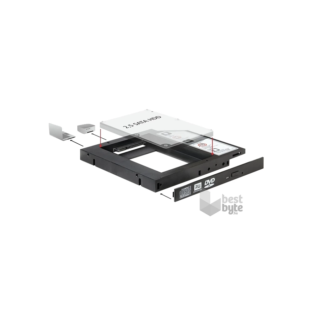 Delock 61993 Slim SATA 5.25" HDD/SSD beépítő-keret 12 mm