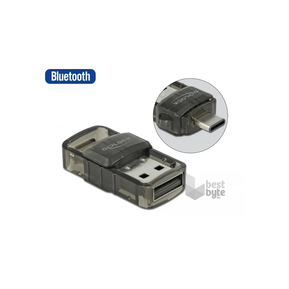 Delock 61002 USB 2.0 Bluetooth 4.0 adapter 2 az 1-ben USB Type-C  vagy A-típusú USB