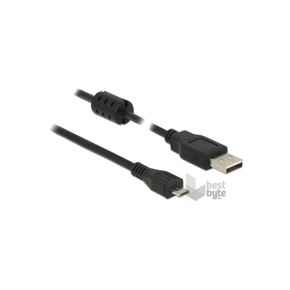 Delock 84902 USB 2.0-s kábel A-típusú csatlakozódugóval > USB 2.0 Micro-B csatlakozódugóval, 1,5 m, fekete