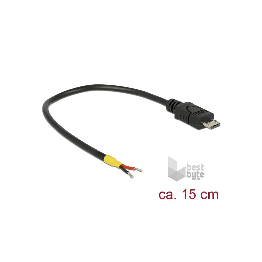 Delock 85306 USB 2.0-s kábel Micro-B-csatlakozódugóval > 2 db nyitott vezetékkel, 15 cm Raspberry Pi