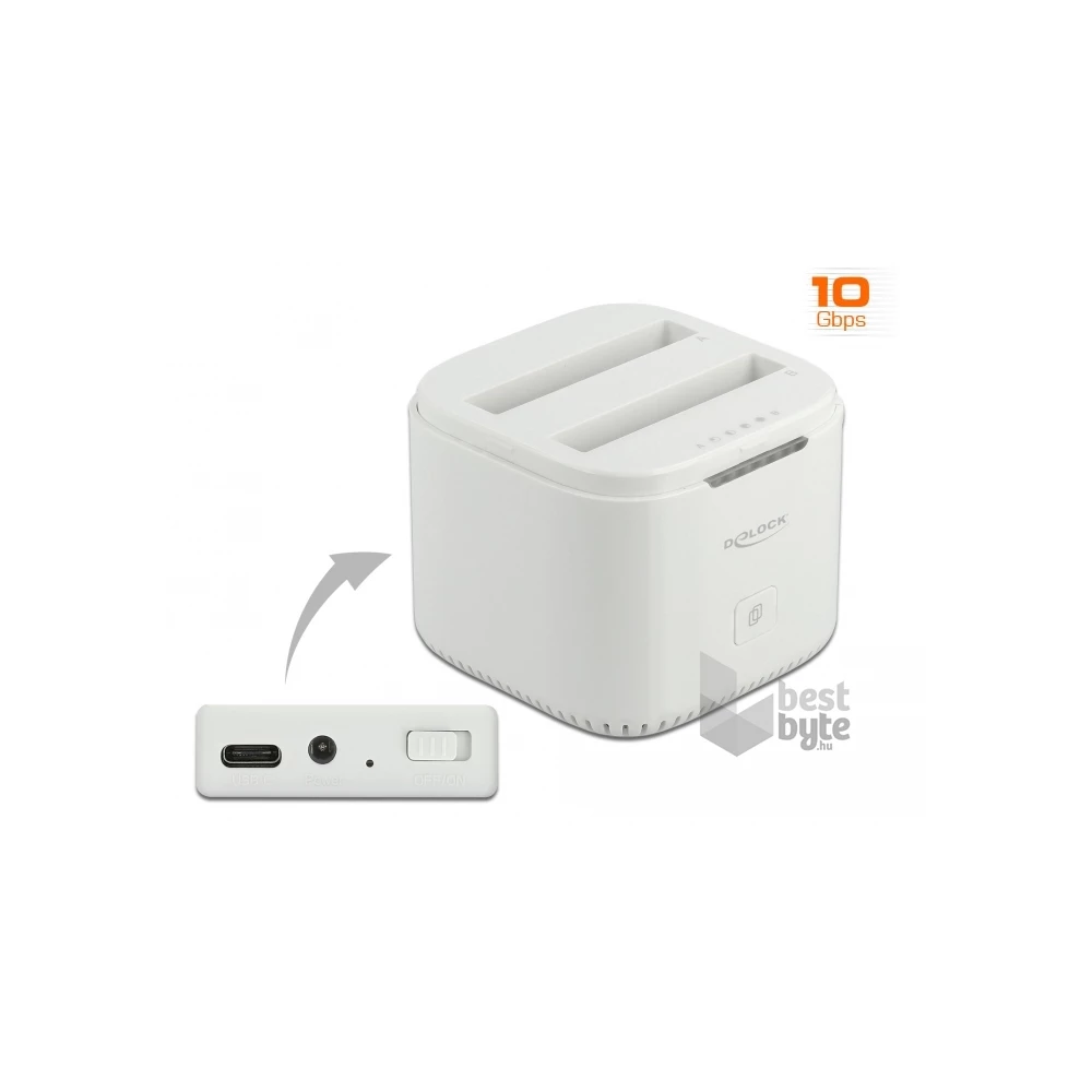 Delock 63084 USB Type-C  3.2 Dokkoló állomás 2 x 2.5  SATA HDD / SSD-hez klón funkcióval