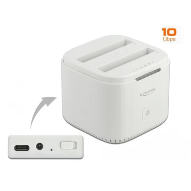 Delock 63084 USB Type-C  3.2 Dokkoló állomás 2 x 2.5  SATA HDD / SSD-hez klón funkcióval