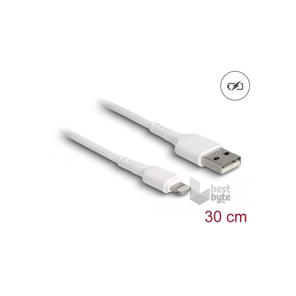 Delock 87866 USB töltő kábel iPhone , iPad , iPod  eszközökhöz fehér 30 cm