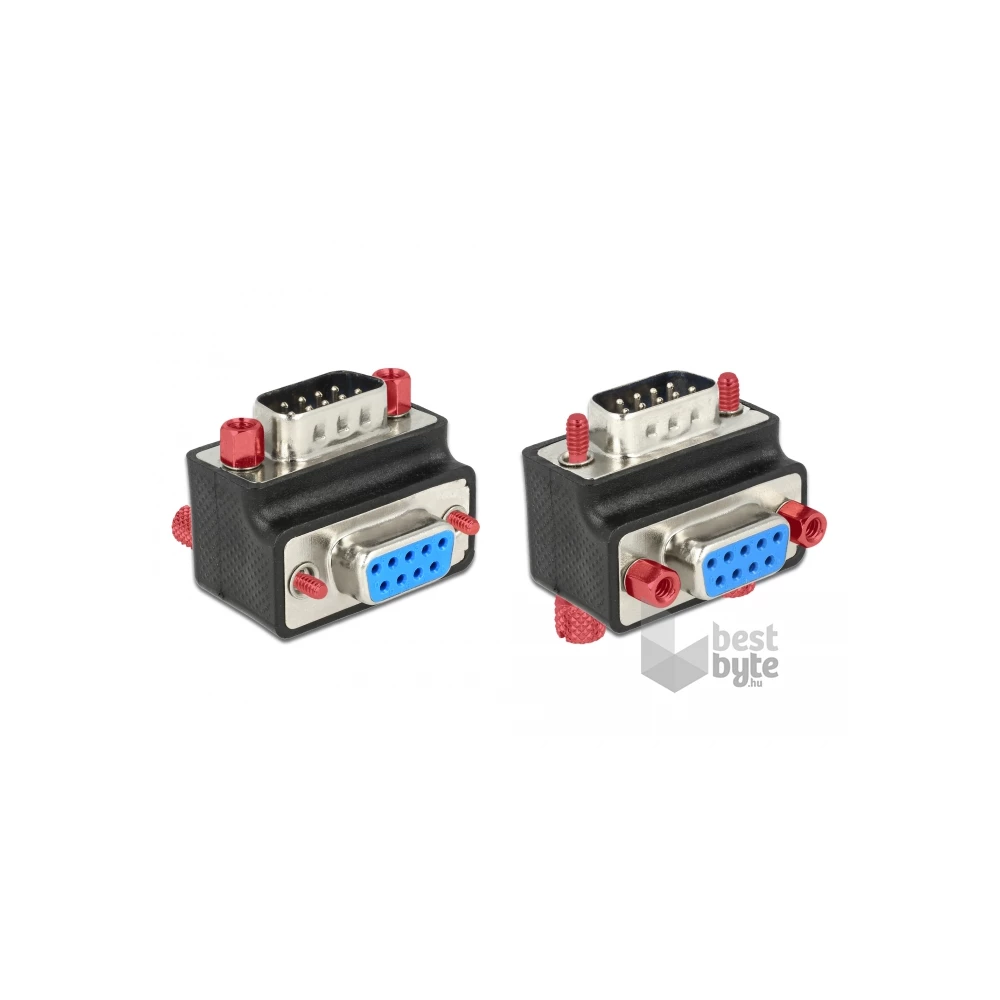 Delock 65593 adapter Sub-D 9 tűs apa > anya 90 -os szögben anya és csavar cserélhető