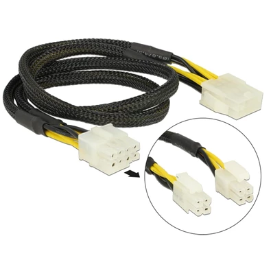 Delock 83653 hosszabbítókábel táp 8 tűs EPS apa (2 x 4 tűs) > 8 tűs anya 44 cm