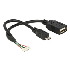 Delock 84835 kábel USB 2.0 tűs fejléc 1,25 mm 8 tűs anya>USB 2.0 Type-A anya + USB 2.0 Type Micro-B csatl.