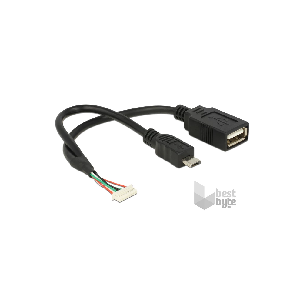 Delock 84835 kábel USB 2.0 tűs fejléc 1,25 mm 8 tűs anya>USB 2.0 Type-A anya + USB 2.0 Type Micro-B csatl.