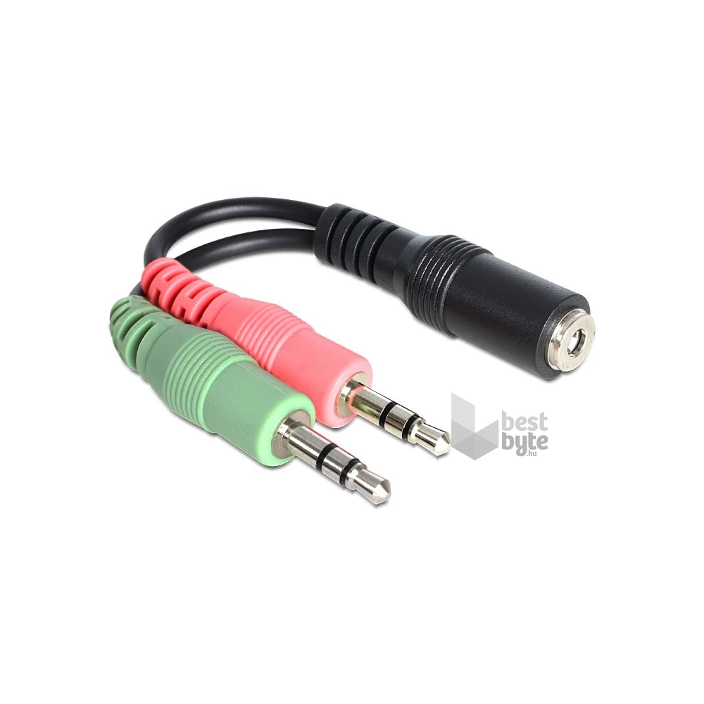 Delock 65459 sztereó jack anya, 3.5 mm > 2 x sztereó jack apa, 3.5 mm adapter