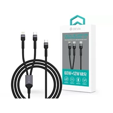 Devia ST111653 Extreme Speed Series 1,2m 60W+12W Type-C/Type-C + Lightning fekete adat és töltőkábel Devia ST111653 Extreme Speed Series 1,2m 60W+12W Type-C/Type-C + Lightning fekete adat és töltőkábel
