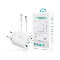 Devia ST111967 Extreme Speed Series 65W GaN PD fehér hálózati gyorstöltő adapter + USB-C+USB-C kábel Devia ST111967 Extreme Speed Series 65W GaN PD fehér hálózati gyorstöltő adapter + USB-C+USB-C kábel
