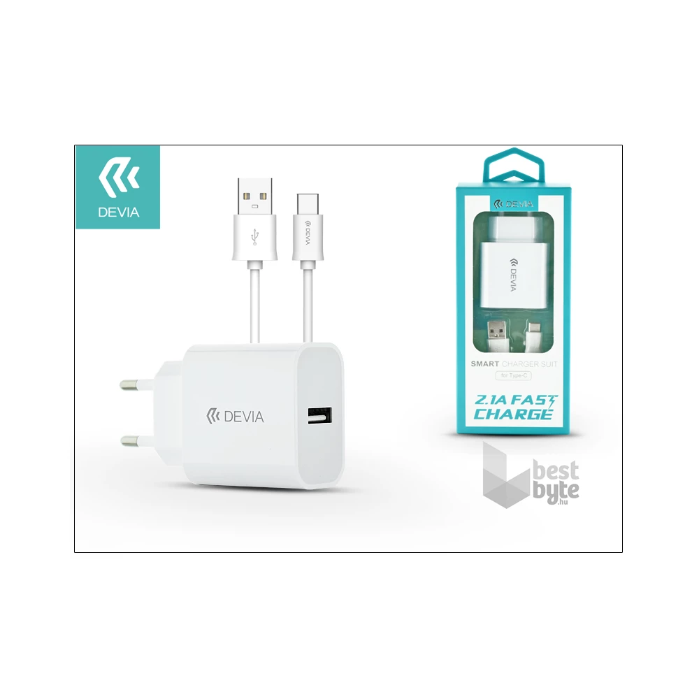 Devia ST301124 Smart 2,1A Type-C fehér hálózati töltő