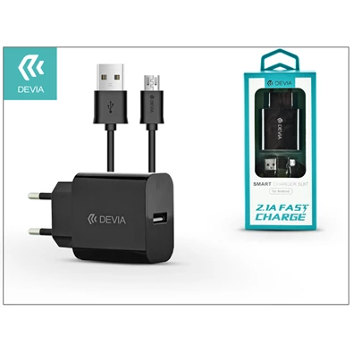 Devia ST301186 Smart 2,1A univerzális fekete hálózati töltő + Mirco USB kábel
