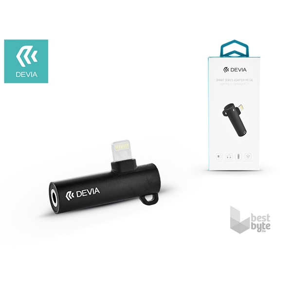 Devia ST324567 Smart fekete Lightning - 3.5mm fülhallgató és Lightning töltő adapter