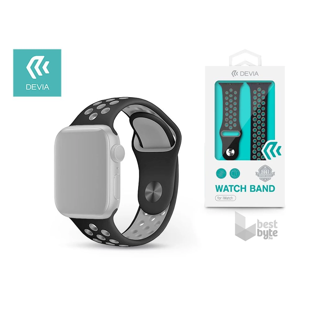 Devia ST325014 Apple Watch fekete/szürke szilikon sport óraszíj