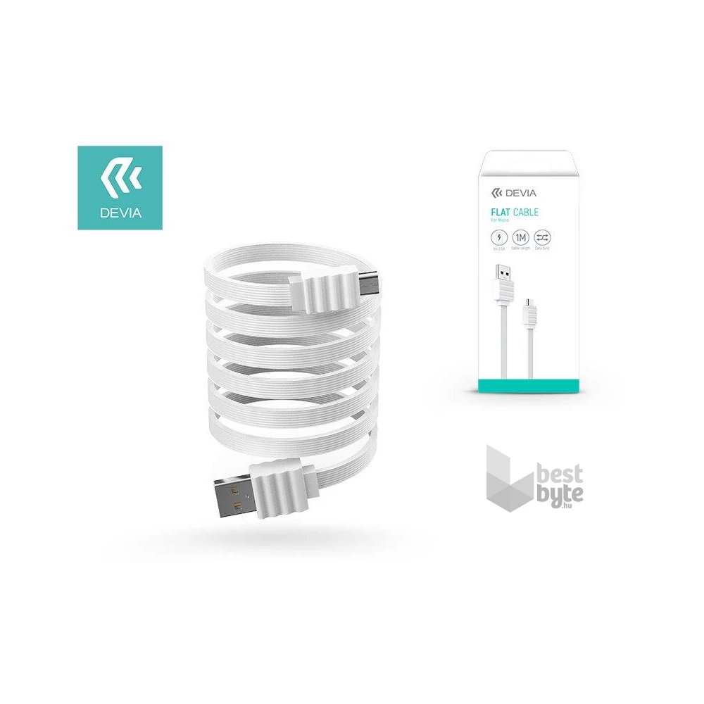 Devia ST325342 Flat Micro 1m fehér USB adat- és töltőkábel