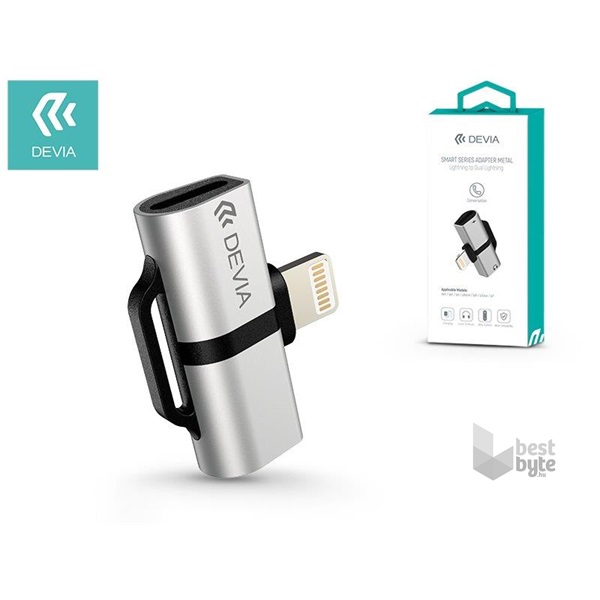 Devia ST326547 Smart Adapter Lighting to Dual Lighting/ezüst átalakító fülhallgató adapter