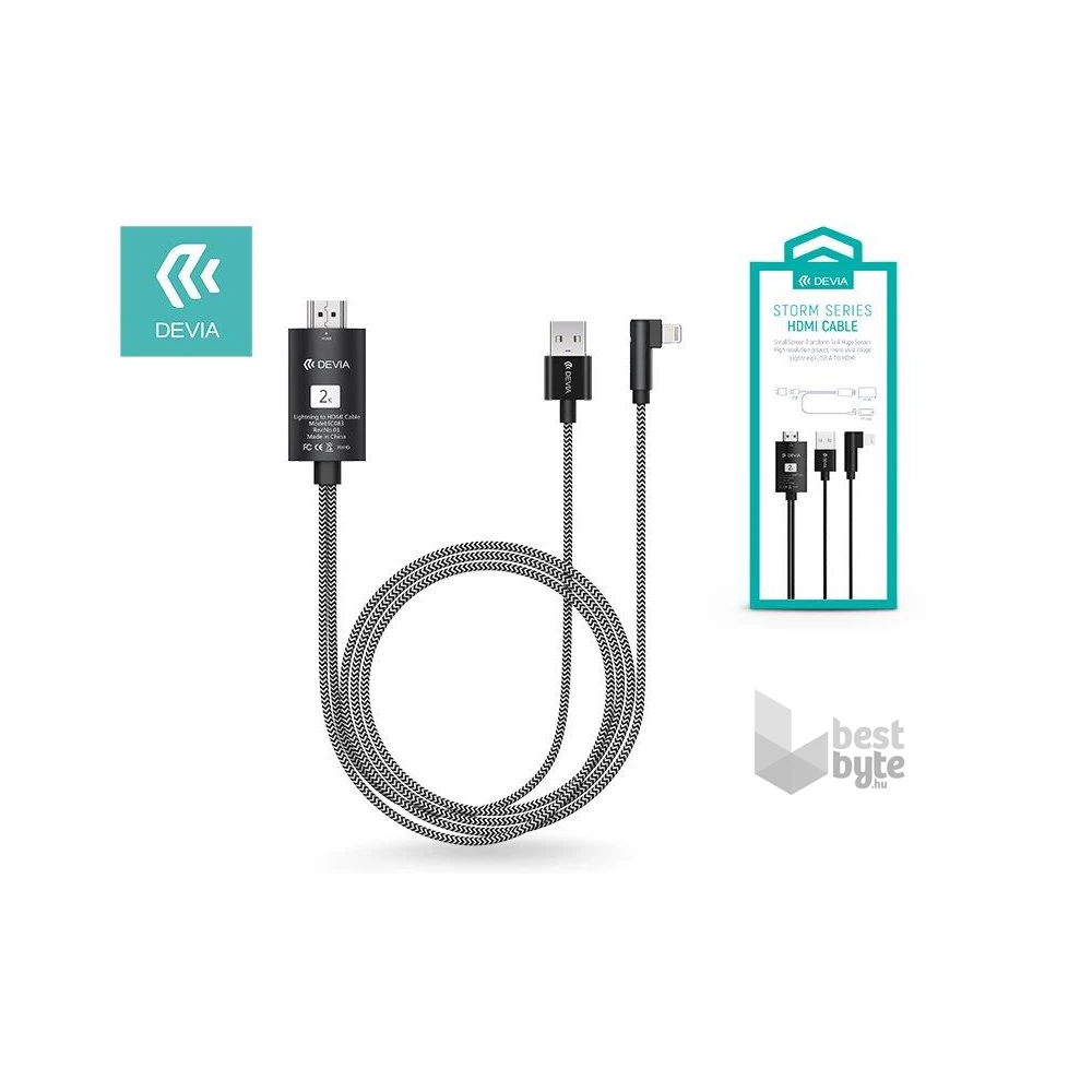 Devia ST326806 Storm fekete HDMI Lighting adatkábel